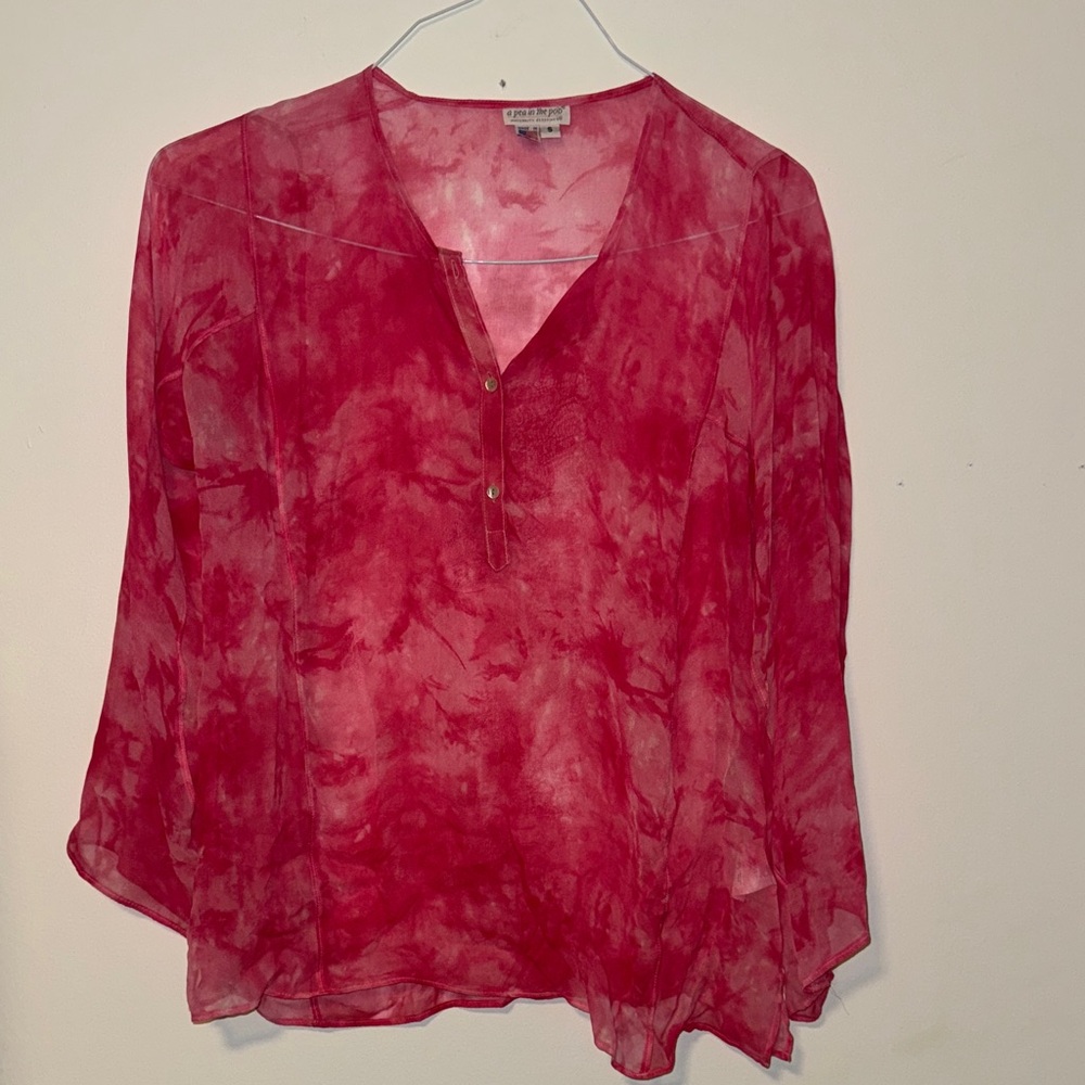 A Pea in the Pod Vibrant Red pink Blouse